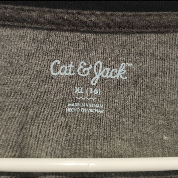 Cat and Jack Basic Long Sleeve Black and Gray Baseball T Size LX in Boys - Picture 2 of 3